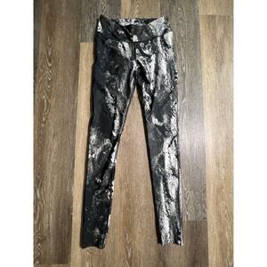 Under Armour Leggings Womens Small Black White HeatGear Compression Abstract
